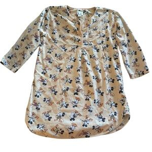 Vintage Walt Disney Word Mickey Mouse Flannel Yellow Nightgown